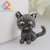 Broches modernes mignon petit chat broches Pin Up bijoux pour femmes costume chapeaux Clips Antique argent Corsages