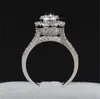 Bijoux de luxe Réel 100% 925 Sterling argent Bandes De Mariage Anneaux doigt Pour Les Femmes Pave 5A Zircone 6 * 6 MM 2CT Gemme diamant bague Fille Cadeau