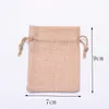 50pcs / lot 선물 랩 린넨 가방 Drawstring Weddingchristmas 포장 파우치 가방 작은 보석 Sachet 미니 황마 가방