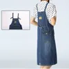 Vente en gros- OHRYIYIE New Denim Dress Femmes 2017 Summer Spring Korean Fashion Strap Denim Robes Robe d'été Avec Trou Salopette Jeans Dress