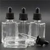 Square Shape 400pcs/Lot 30ml Empty Glass Bottle with Childproof Cap And Dropper Pure Glass E Liquid Bottle 30 ml Free DHL