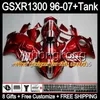 Gloss rode 8gift voor Suzuki Hayabusa GSXR1300 96 97 98 99 00 01 13MY101 GSXR 1300 GSX-R1300 GSX R1300 02 03 04 05 06 07 TOP rode zwarte kuip