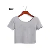 T-shirts pour femmes en gros - Drop Summer Sexy Crop Top Short Tee Shirt Sleeve Women Tops Basic Stretch T-shirts Solid Color Easy Match