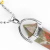 CSJA Semi-precious Bullet Shape Natural Stone Pendant Real Amethyst Women Chakra Gem Stones Quartz Crystal Necklaces Summer Jewelry E056 A