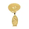 Oro caldo placcato dea religiosa cattolica Vergine Maria ciondolo collana gioielli 60 cm catena gioielli cristiani regali di Natale