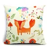 Cartoon Red Fox Cushion Cover Square Cotton Linen Throw Pillow Cover Housse De Coussin Hand Painted Cojine for Bedroom Sofa