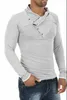 Jesień Męskie 100% Bawełna Przycisk Collar Collar T Koszulka Moda Mężczyźni Z Długim Rękawem T Koszulki Slim Fit T-Shirt Solid Tee