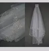 Sparkle Two Layer Short Wedding Veil White Beaded Edge Elbow Length Soft Tulle Accessoire Mariage Bridal Veils With Comb