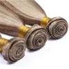 Couleur mélangée 8 613 Tissages de cheveux humains 3 faisceaux Trame Browm moyen et blonde Extension de cheveux humains vierges Deux tons Cheveux raides