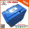 Portable 12V 40Ah Li-ion LiFePO4 Battery for Solar Power System EV HEV Car scooter UPS Street lamp and Bike FREE SHIPPING