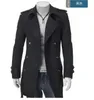 All'ingrosso- Distintivi grigi cappotti di pisello per uomo trench sottile cappotto di lana doppio petto capispalla peacoat sobretudo masculino soprabito xxxl