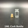 1 мл флаконов прозрачные стеклянные бутылки с пробками мини -стеклян