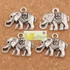 Mammut Elefant Charms Anhänger 100 teile/los 24x19 mm Antike Silber Schmuck DIY Fit Armbänder Halskette Ohrringe L1187