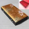 High End 32 Grid Silk Brocade Box Wood Multi Slot Jewelry Storage Case Earrings Rings Pendant Packaging Boxes Wedding Party Gifts