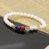 Partihandel Billiga Armband 10st / Lot Five Styles Stone With 6mm Matt Agate Lave And White Stone Lucky Beads Armband