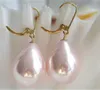 Nuovi orecchini placcati in oro con perle di conchiglia dei mari del sud rosa 12x16mm N83