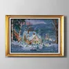 A noite de neve de natal, Diy handmade Cross Stitch Needlework Conjuntos kits de bordado pinturas contados impressos em lona DMC 14CT / 11CT