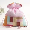Fresh Large Stripe Cloth Packaging Bags Drawstring Jewelry Trinket Cosmetic Tools Gift Pouch Dried flowers Candy Tea Storage Pocket Sachet
