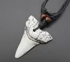 20pcs Imitation Yak Bone Carving Shark Tooth Charm Pendant Wood Beads Necklace Amulet Gift Travel souvenir