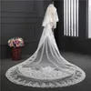 2017 Custom Made Wedding Veil Prawdziwe zdjęcie Oszałamiające dwie warstwy białe Ivory 3 metr Długie Koronki Aplikacja Tulle Katedra Welony ślubne