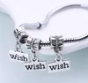 100Pcs Tibetan Silver Wish Charms Big Hole Dangle Beads Fit pendant For Jewelry Makings Bracelet