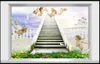 Mode anpassad 3D Magic Fairy Tale World Small Angel Pigeons Ladder TV Bakgrundsvägg