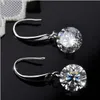 Fijne sieraden Dange druppel oorbellen 100% Echt echte 925 Sterling Silver Oostenrijks Crystal Fashion Costume eearring