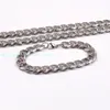 Silver Lobster Clasp High Polished Stainless steel 15mm Cuban Curb Link Chain 24'' Necklace + 8.66" Bracelet Set