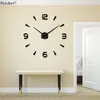 Wholesale- Home Decor 3D big size wall mirror sticker wall clock DIY acrylic mirror sticker wall clock living room meetting room