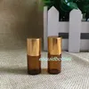 1600 stks Goudschroefdop 3ML Mini Amber Glass Roll op etherische olie Parfumfles met roestvrijstalen rollerbal voor e-sap vloeistof