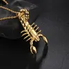 Bijoux frais Bijoux Grand Biker en acier inoxydable 3D Scorpion Pendentif Gold Tonal Chaîne Collier avec 4mm * 22 "Chaîne de corde