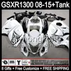 Gloss White 8gifts dla Suzuki Hayabusa GSXR1300 2008 2009 2011 2011 14MY124 GSXR-1300 GSX R1300 GSXR 1300 2012 2013 2014 2015 Czarna Owalnia