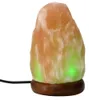 Night Lights Glow Hand Carved Natural Crystal Himalayan Salt Lamp With Genuine Neem Wood Base, multicolor LED Bulb and USB Plug