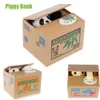 Retail Itazura Cute Kitty Cat Stealing Coins Japanska Spargris Spara Bank Spara Pot Pengar Box Gratis Frakt