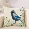 Handmålning Fåglar Kuddar täcker Kudde Bird Tree Cushion Cover Soffa Couch Throw Decorative Linen Cotton Pillow Case Presen8045572