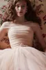 ヌードbhldnウェディングドレスは肩から繊細なサッシブライダルガウンの床の長さの後ろの結婚式ガウン243a