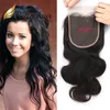 5 * 5 6 * 6 inch kant natuurlijke kleur Braziliaanse Maleisische Mensische Haar Topsluiting Gratis deel 5 "* 5" Body Wave Bellaha