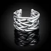 Whole 925 Sterling Silver Plated Fashion Braided ring - Opening Jewelry LKNSPCR022236x