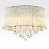 Moderne Drum Hanglamp Stoffen Schaduw Regen Drop Crystal Kroonluchters 6 Lichten E14 E12 Lamp Crystal Lamp Light Fixture D.45cm