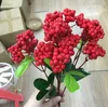 5 sztuk Sztuczny Jumby Bean Berry Liść Oddział Greenery Do Plant Wall Tle Wedding Party Home Office Bar Dekoracyjne