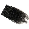 Peruwiański klips w przedłużeniach włosów 100g 100g 8 sztuk Kinky Curly African American Clip w Ludzkich Hair Extensions