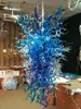 Décor d'hôtel grand bleu de cobalt fait à la main en verre borosilicate soufflé lampes suspendues éclairages de lustre en verre
