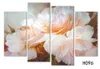 4 Uds. Pintura moderna combinada de flores rosas sobre lienzo cuadros para sala de estar pinturas de pared modulares sin marco 6165229