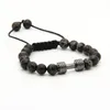Sport Bracelets Wholesale 8mm Black Sea Sediment Stone Beads with Metal New Barbell Fitness Dumbbell Bracelets For Men