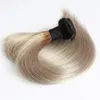 Ombre Brazilianストレートヘアカラー100％人間の髪織りバンド100g 1ピースT1b /グレーの非レミーの髪織り