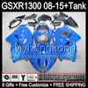 blu lucido 8 regali per SUZUKI Hayabusa GSXR1300 08 15 GSXR-1300 14MY5 GSXR 1300 GSX R1300 08 09 10 11 12 13 14 15 Carenatura TOP blu nero Kit