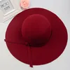 Hepburn hattar mode ull kvinnor bred rand hatt strand bowknot solkock elegant bowknot vinter varm hatt mor och barn hattar