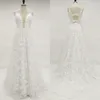 Romantique 2017 vraie photo dentelle robes de mariée spaghetti découpé dos à lacets pure profonde col en V longues robes de mariée sur mesure Chine EN81814