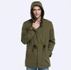 Trench coat da uomo regolabile in vita cappello staccabile primavera autunno uomo nuovo cappotto giacca casual medio lungo