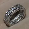 Bedövning 2016 Ny ankomst lyxig juvelrunda Klipp 925 Sterling Silver Simulerad Diamond Gemstons Pave Women Engagement Circle Ring Storlek5-11